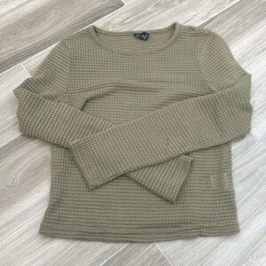 Shein/dazy waffle net cropped long sleeve side small green